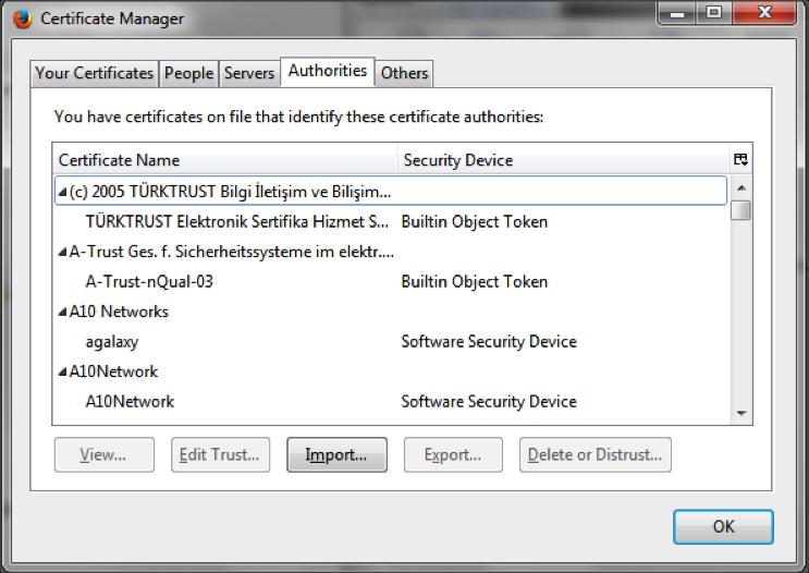 2. From the Options window, select the Advanced settings option and then click the Certificate tab.