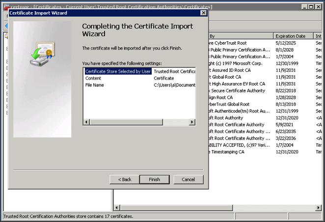 informed decision to import this certificate. 10.