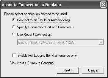 SIGNUM SYSTEMS Parameters option, which will allow selecting the proper JTAGjet to be used with your CCStudio environment. FIGURE 5 Connecting the emulator with the target board.