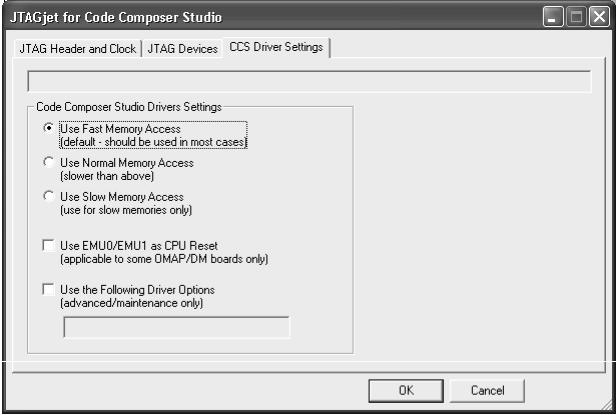 SIGNUM SYSTEMS Code Composer Studio Driver Settings FIGURE 8. Selecting CCStudio driver settings.