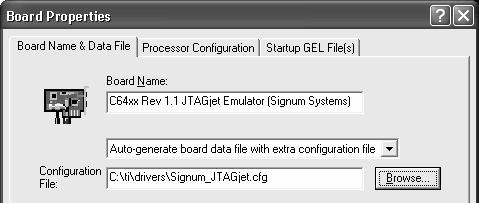 SIGNUM SYSTEMS experience problems connecting to your target board, check in CCStudio Setup if a newer XDS510 driver is available.