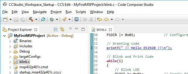 Select the debug icon The windows will change to CCS Debug mode This downloads the program onto