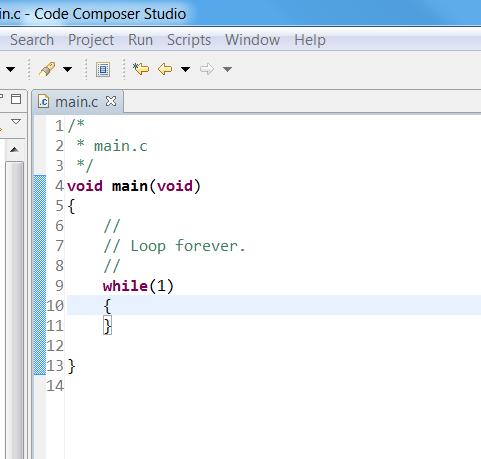 5. Add some startup code to the project by copying the startup_ccs.