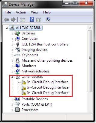 4. In the Update Driver Software In-Circuit Debug Interface window that appears next, select Browse my computer for driver software to point Windows to the location where the drivers are