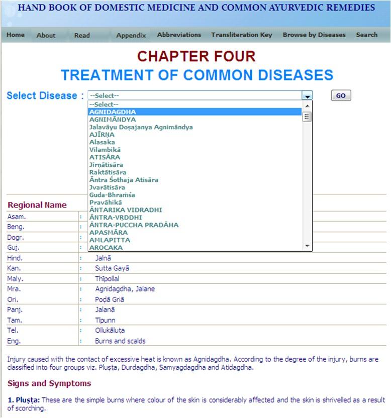 Select Chapter four: To view a diseases in Chapter four use the drop-down box.