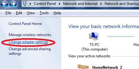Click on Change adapter settings on the left menu. You will be back to the Network connection. For Windows Vista users, click on Manage Network Connections on the left menu. Step 3.