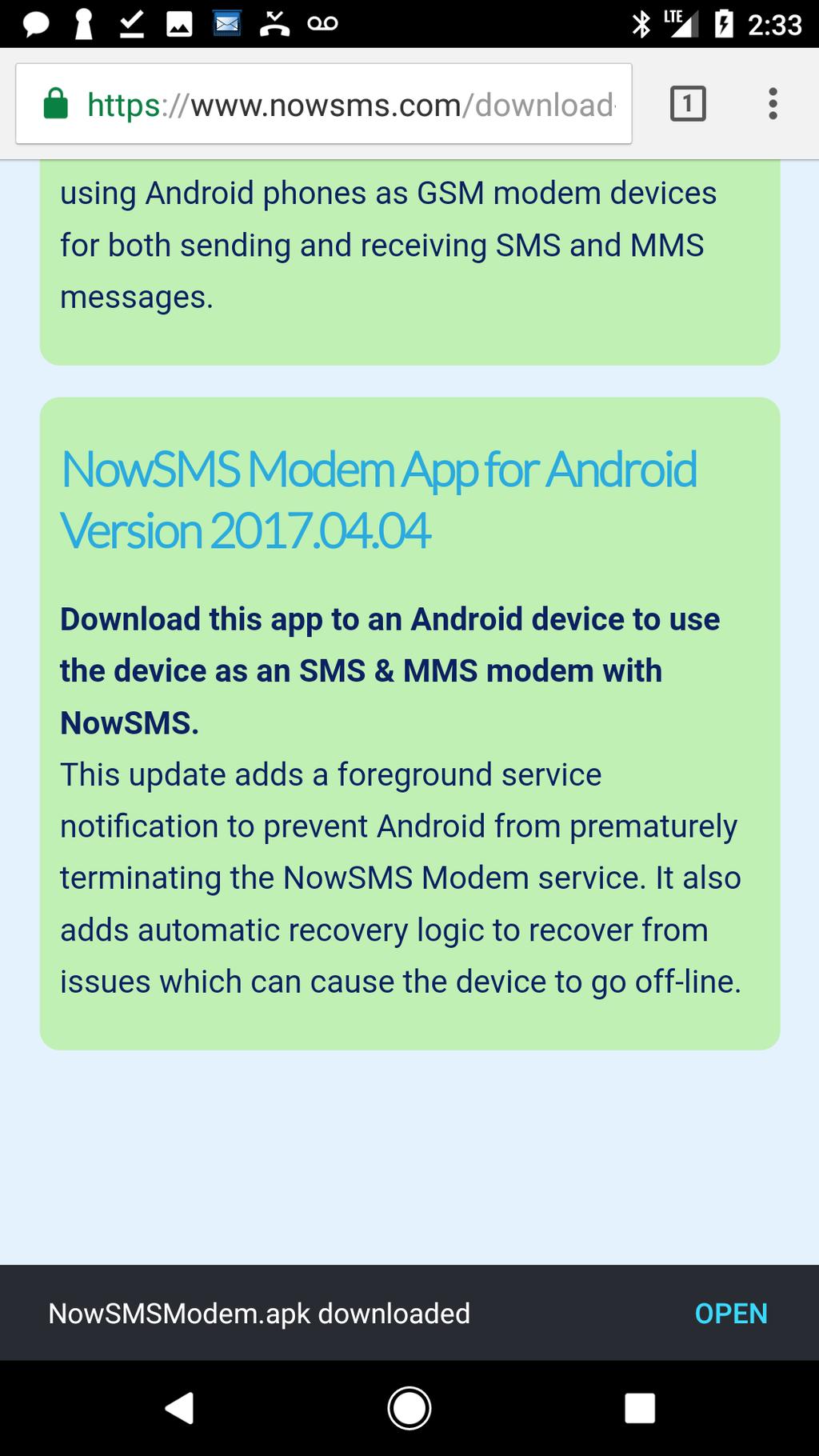 Step 2: Open the web browser or Chrome and go to the download page on the NowSMS website: https://www.nowsms.