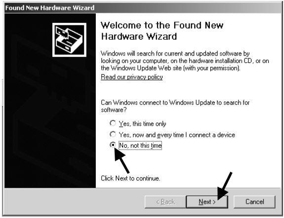 The Found New Hardware Wizard window changes. 11.