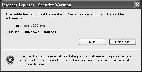 If you are using Windows XP you may need to press the [Run] button to confirm