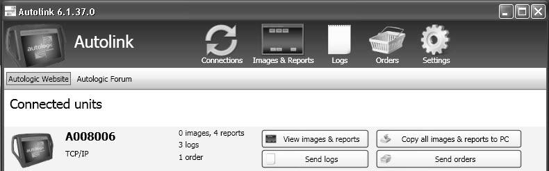 5.4 Copying, viewing and printing images and reports When you have captured images and reports using your Autologic you can use the Autolink software to do the following tasks: Copy images from your