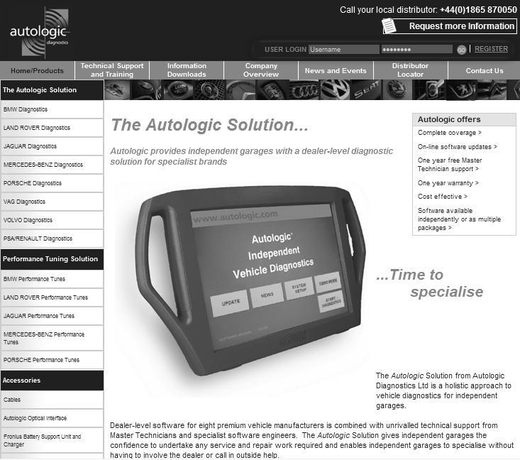 2. website 2.1 Connecting to the website The website is a useful source of information for our customers. You can access it from http://www.autologic.