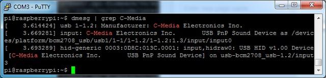 it/dgh) (http://adafru.it/kd1) or if nothing comes up, try dmesg grep Headphone you will see the C-Media USB Headphone Set driver.