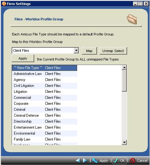 Step 3 Assigning a Worldox Profile Group for Library resources In the list box next to Step 3 in the Link wizard, select the default Profile Group that you want used when Amicus users attempt to find