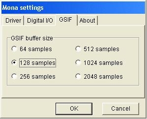 WDM console all products GSIF This window allows you to set the latency of GigaStudio in