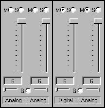 In addition, the analog inputs have controls that allow you to select between +4 dbu (professional) input levels or 10 dbv (consumer) input levels.