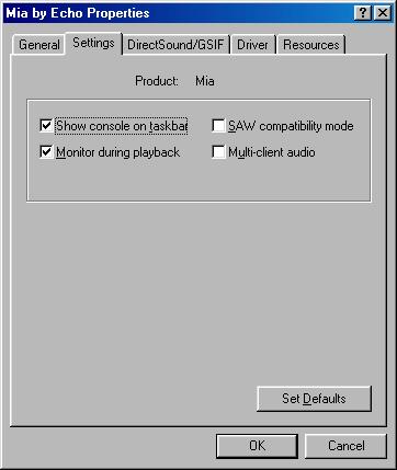 Additional VxD console settings all products Additional Configuration Settings (VxD Drivers) In addition to those settings that can be made using the Console program, there are a number of other