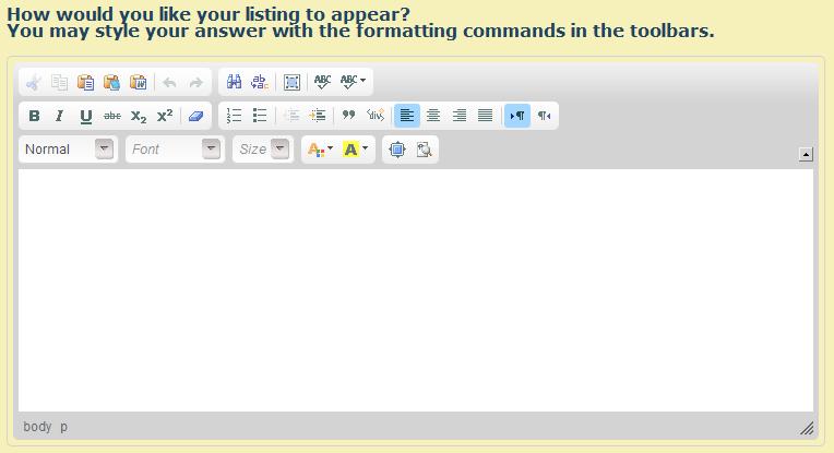 Rich text window displayed to a respondent Configuration To configure a rich text item, follow these steps: Date 1. In the Item Type menu, select Rich Text.