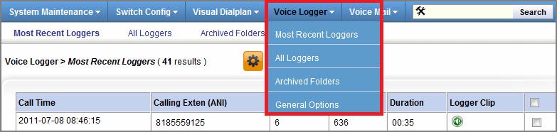 See "Voice Logger Summary" on page 20 for summary information on each of the Switch Config subsections.