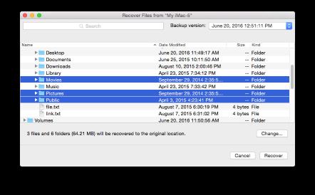 The window with the backup contents opens. 3. In the Backup version list, select the backup version by its backup date.