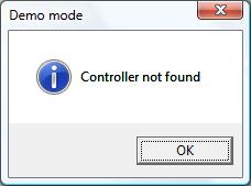 If the selected COM port is busy (open), try to connect to a different COM port. If no connection is detected, the Demo Mode message will appear.