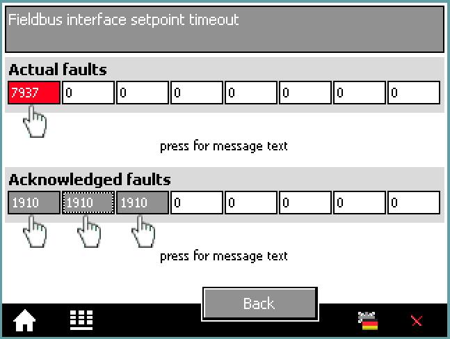 4-8: Display of fault buffer message in plain text The