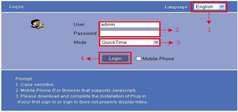 2 Software Operation For Chrome, Firefox, Safari: Choose the suitable language, input correct