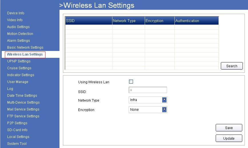 4.7 Wireless Lan Settings Click Wireless Lan Settings to enter the interface: 4.7.1 For IE, the display will look as below: Figure 10.