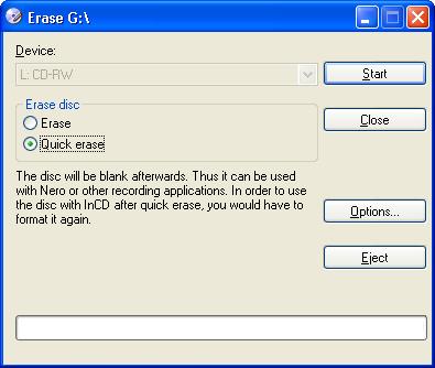 4.6 Format InCD The 'InCD Format' command opens the 'Format' dialog box.