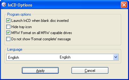 1.2.3 CD-MRW / DVD+MRW (Mount Rainier) To format discs in the so-called MRW (Mount Rainier) format using InCD, you must check the corresponding check box (if InCD detects a recorder supporting MRW,