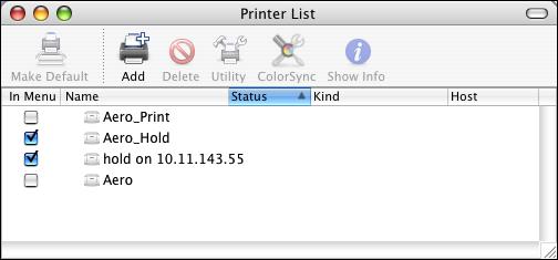 MAC OS X 29 TO SELECT THE E100 AS THE DEFAULT PRINTER WITH MAC OS X V10.4.X OR V10.3.9 1 Make sure that the E100 is connected to the network and turned on.
