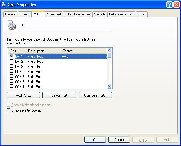 WINDOWS 46 3 Click the Ports tab. 4 To add a new port, click Add Port. To change the port settings, proceed to step 11.