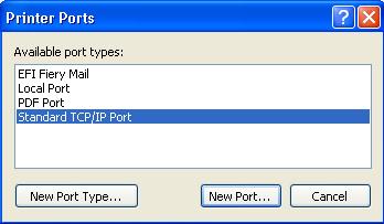 Windows Vista/Server 2008: Double-click Standard TCP/IP Port from the list.