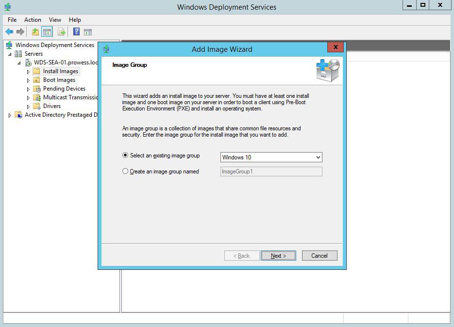 2. Use existing WDS image groups to categorize the SmartDeploy image.