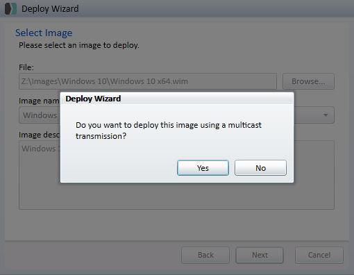 10. In the Deploy Wizard dialog box, click Yes to