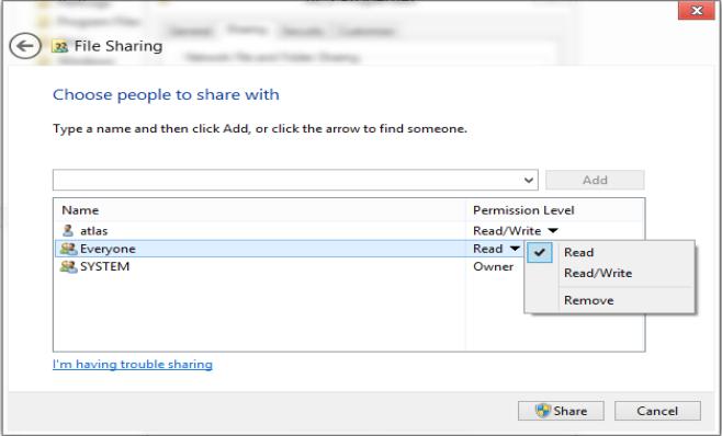 Right Click on the folder and select Properties 3. Click on the Sharing tab and open the SHARE button 4.