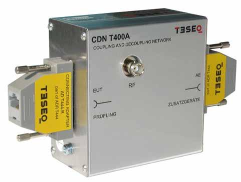 CDN T400A basic network and ADR T444 Coupling networks designed for IEC / EN 61000-4-6 T series for unscreened balanced pairs 1 mm banana sockets for CDN T2-10 and CDN T4-10 D Sub 25 adapters to RJ11