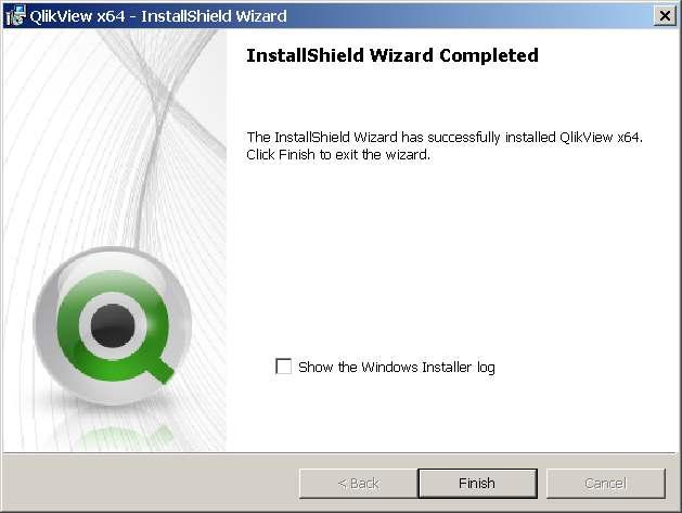 10. Complete Installation of QlikView by pressing Finish You have