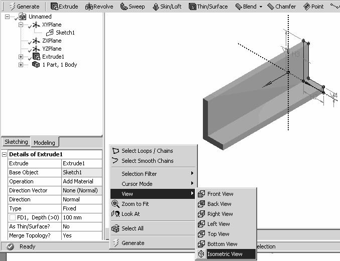 Solid Modeling Fundamentals 1-11 In the graphics area of the display, right click > View >