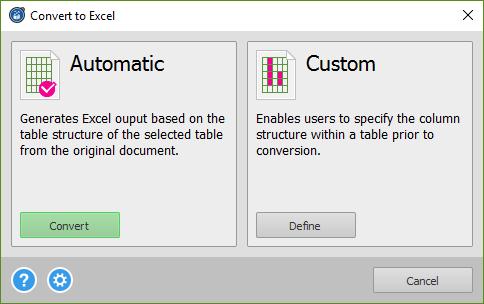 Recommended for most conversions into Excel. Able2Extract Professional automatically determines the positioning of the Excel columns. Or, click on on the tool bar. 2.