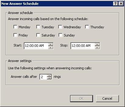 Chapter 3 - Configuring FaxTalk FaxCenter Pro 9 Creating an answer schedule rule When answering calls based on a schedule, FaxTalk FaxCenter Pro uses answer schedule rules to determine when and how