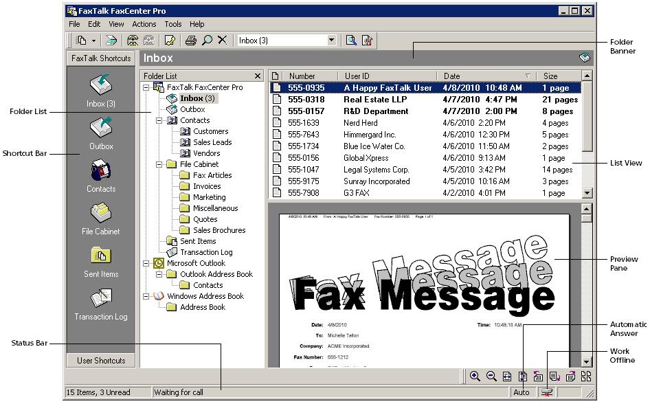 Chapter 4 - Using FaxTalk FaxCenter Pro 31 Chapter 4 - Using FaxTalk FaxCenter Pro The FaxTalk FaxCenter Pro application is the central place for managing all of your faxes.