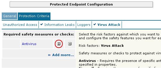 Deploying the FirePass controller with IBM WebSphere 7 10. Click the I icon next to Antivirus to configure the antivirus properties (see Figure 4.9). The Select trusted anti-viruses screen opens.