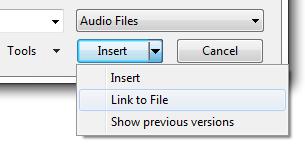 Linking an Audio File to a Slide You may also link to audio files as well. The same cautions apply when linking to sound files as with audio files.