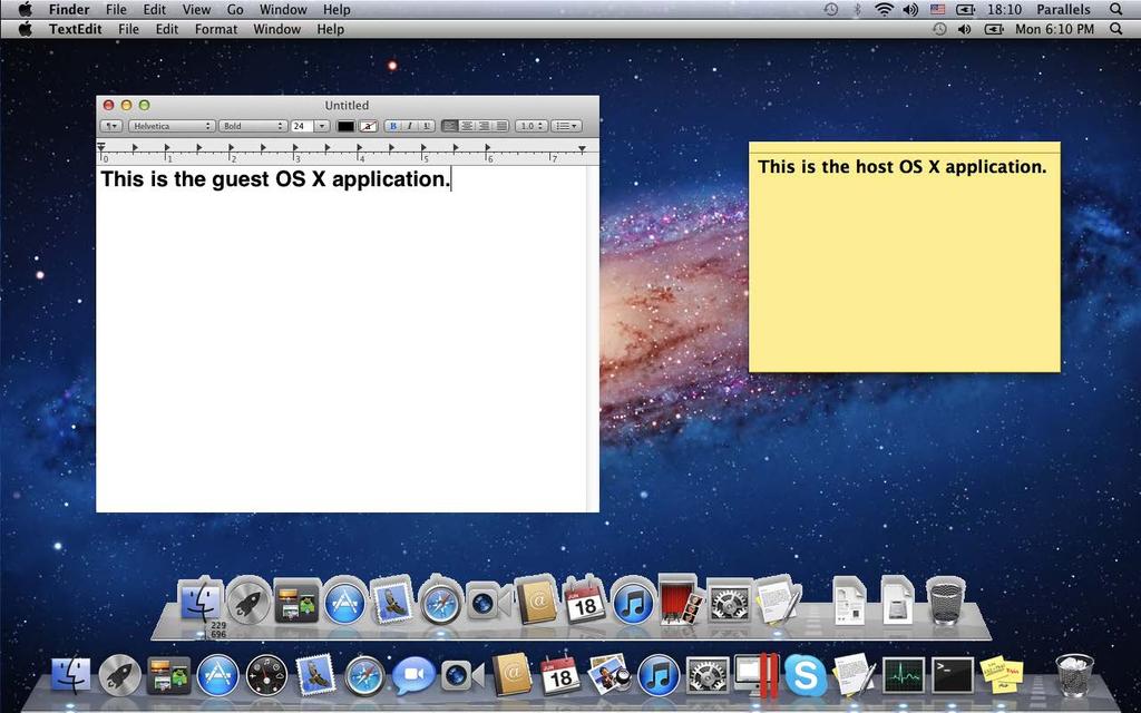 Advanced Topics When using OS X Lion or later as a guest OS, you can use it in Coherence mode (p.