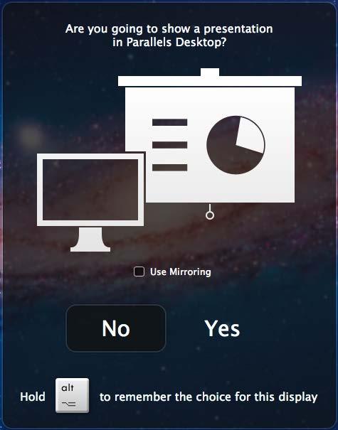 Use Windows on Your Mac 2 Connect your Mac to the external monitor or projector as you normally would. A message appears asking if you're going to show a presentation.