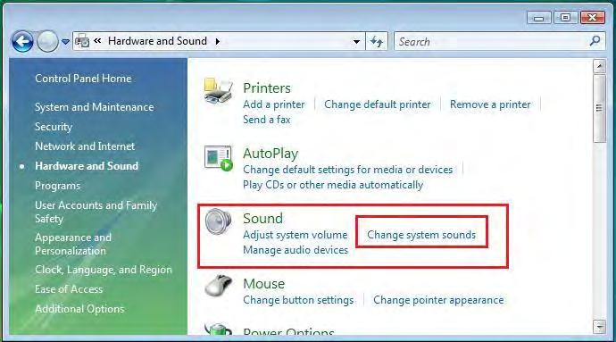 Setup The Sound Microsoft s audio system restricts the audio function to one output at a time;