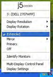 There are 4 options available: 0 degree/ 90 degrees/180 degrees/ 270 degrees under the Extended or Primary display mode.