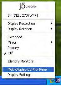 Multi-Display Control Panel When Multi-Display Control Panel is selected, the Multi-Display Control Panel window will pop-up to