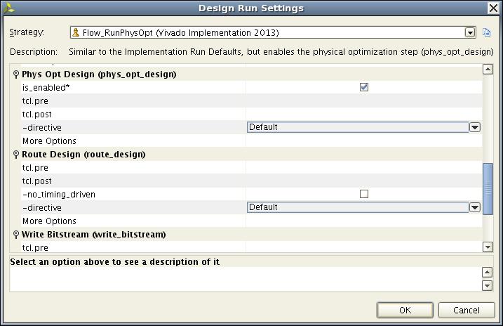 Running Implementation in Project Mode Specifying Design Run Settings Specify design run settings in the Design Run Settings dialog box. To open the Design Run Settings dialog box: 1.