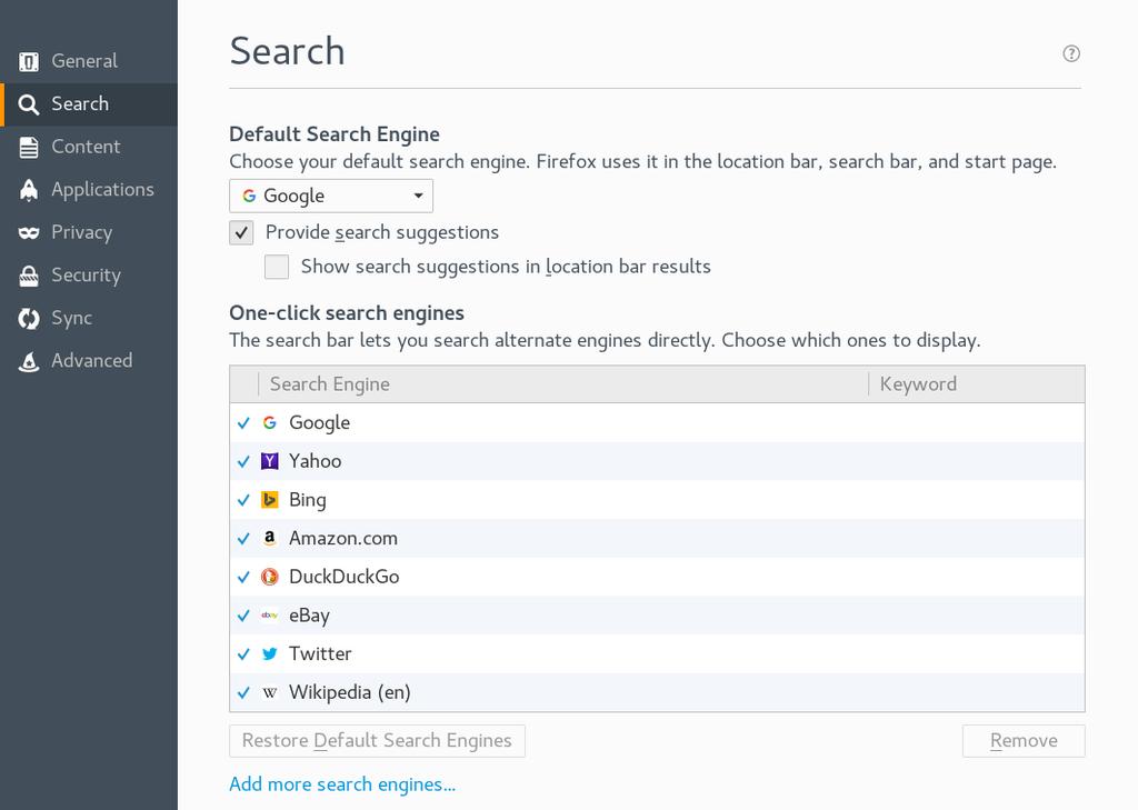 To add a search engine, click Add More Search Engines. Firefox displays a Web page with available search plug-ins. To install a search plug-in, select it and click Add to Firefox. FIGURE 14.